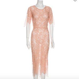 For Love & Lemons Luna Lace Midi Dress in Blush